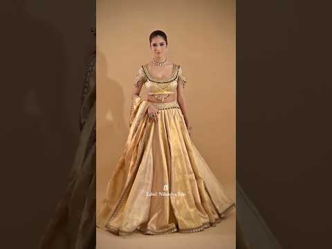 Gold Banarasi Lehenga With Emeralds Roshini Lehenga