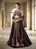 Deep Purple - Copper Tissue Mirrorwork Ruhani Lehenga