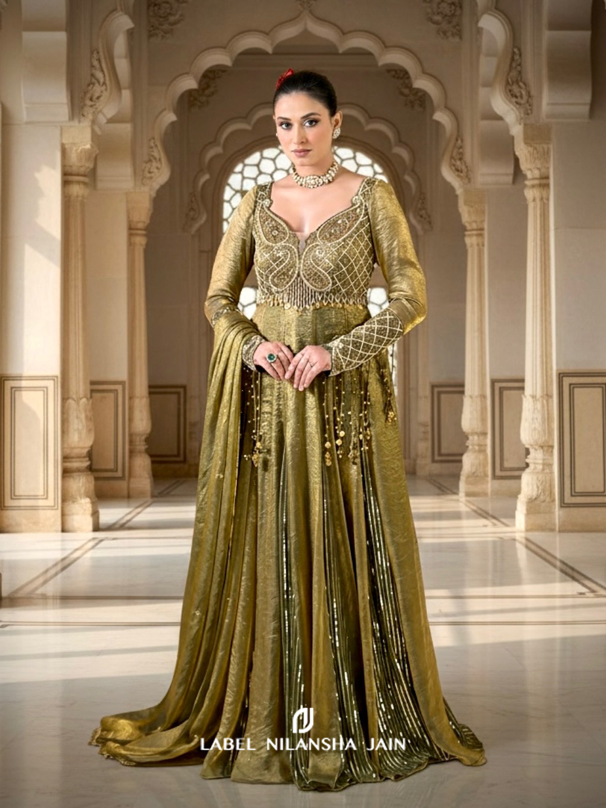 Teal Green Tissue Zoya Anarkali